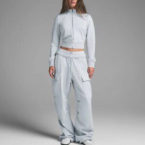 SKIMS Zen Blue Boyfriend Fleece Track Jacket Large NWT